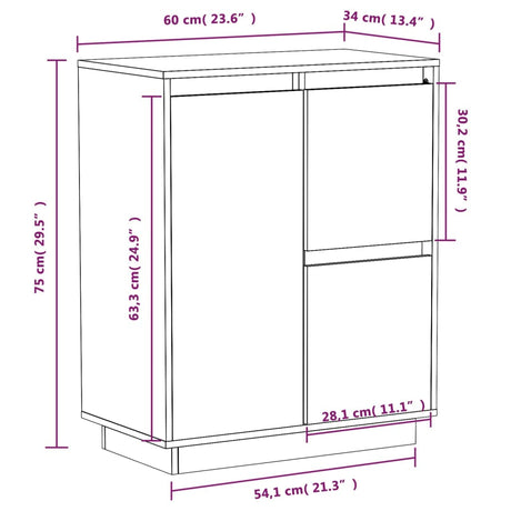 Sideboard 60X34X75 Cm Solid Wood Pine