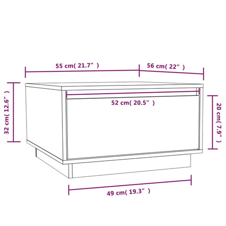 Coffee Table 55X56X32 Cm Solid Wood Pine