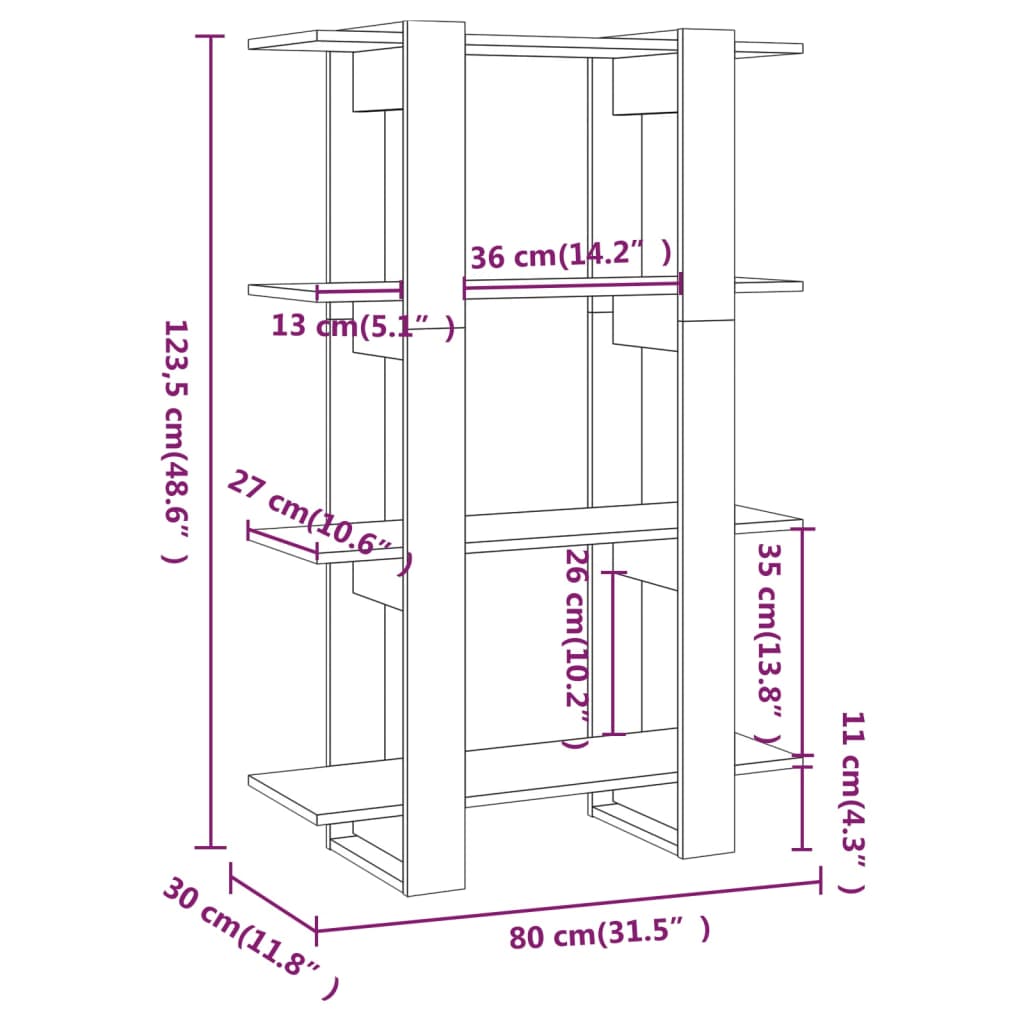 Book Cabinet/Room Divider 80X30X123.5 Cm