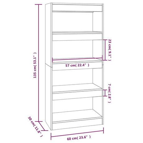 Book Cabinet/Room Divider 60X30X135 Cm Engineered Wood