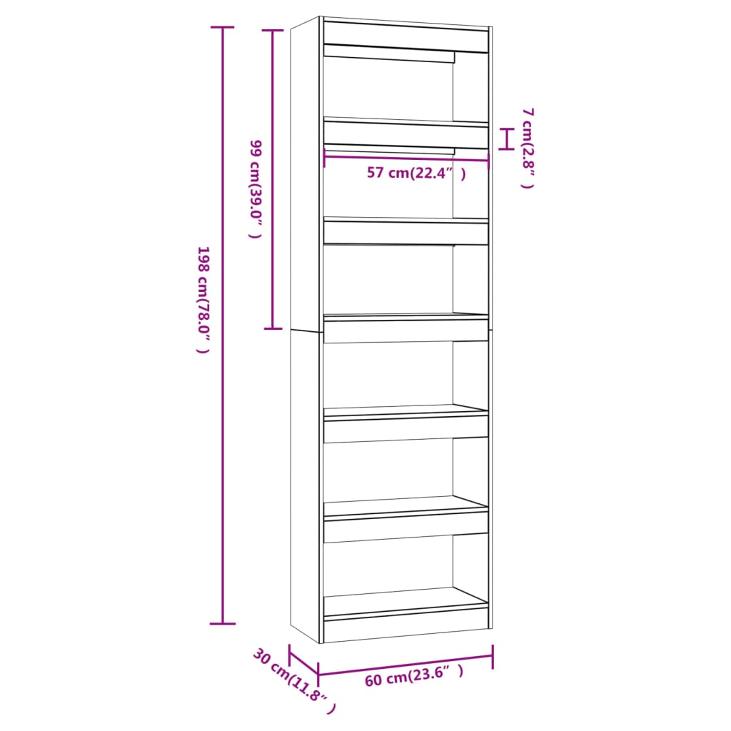 Book Cabinet/Room Divider 60X30X198 Cm