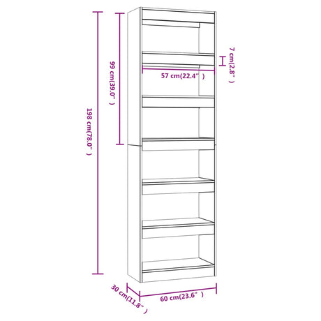 Book Cabinet/Room Divider 60X30X198 Cm