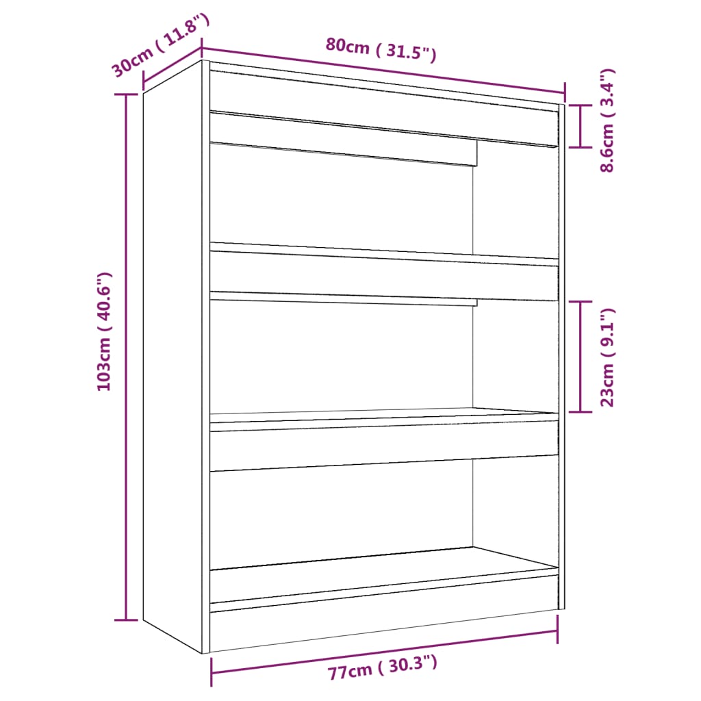 Book Cabinet/Room Divider 80X30X103 Cm Engineered Wood