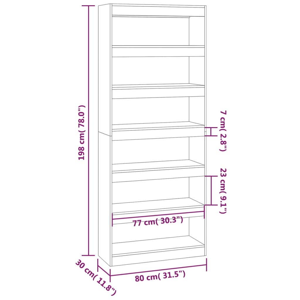 Book Cabinet/Room Divider 80X30X198 Cm Engineered Wood