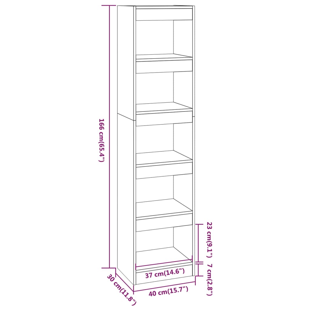 Book Cabinet/Room Divider 40X30X166 Cm