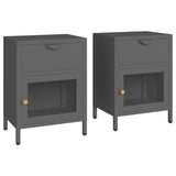 Nightstands 2 Pcs 40X30X54.5 Cm Steel And Glass