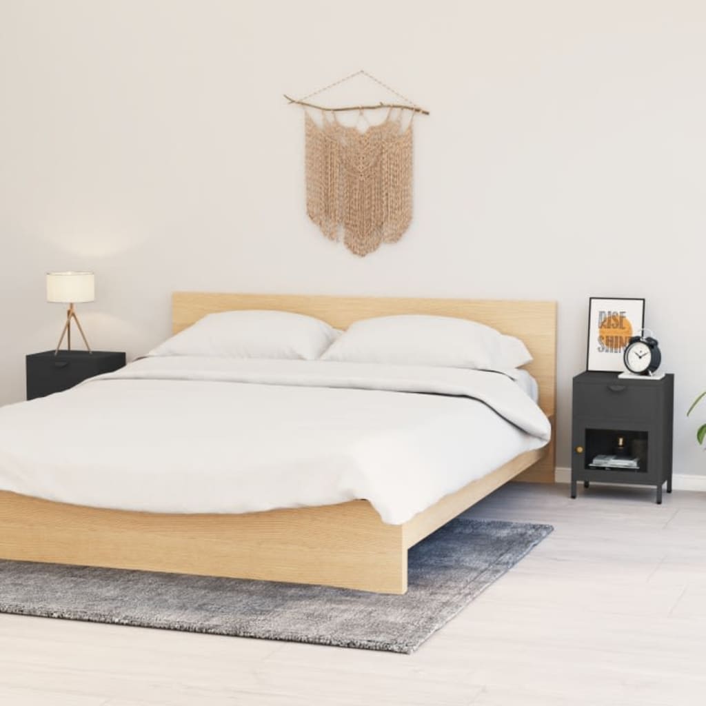 Nightstands 2 Pcs 40X30X54.5 Cm Steel And Glass