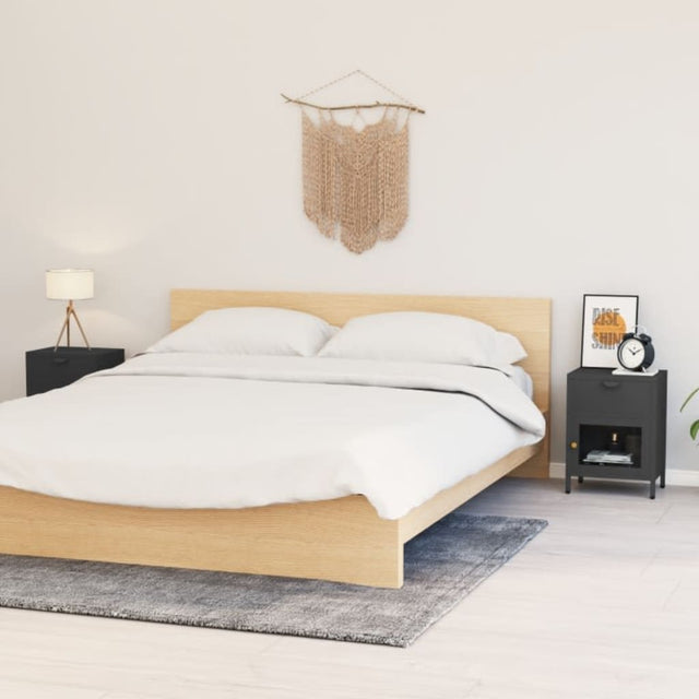 Nightstands 2 Pcs 40X30X54.5 Cm Steel And Glass