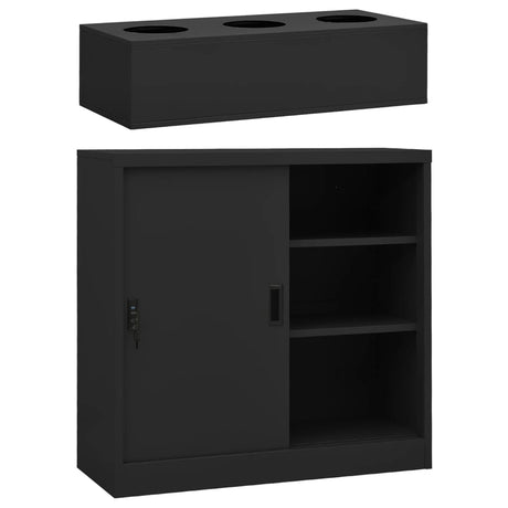 Office Cabinet With Sliding Door 90X40X90 Cm Steel
