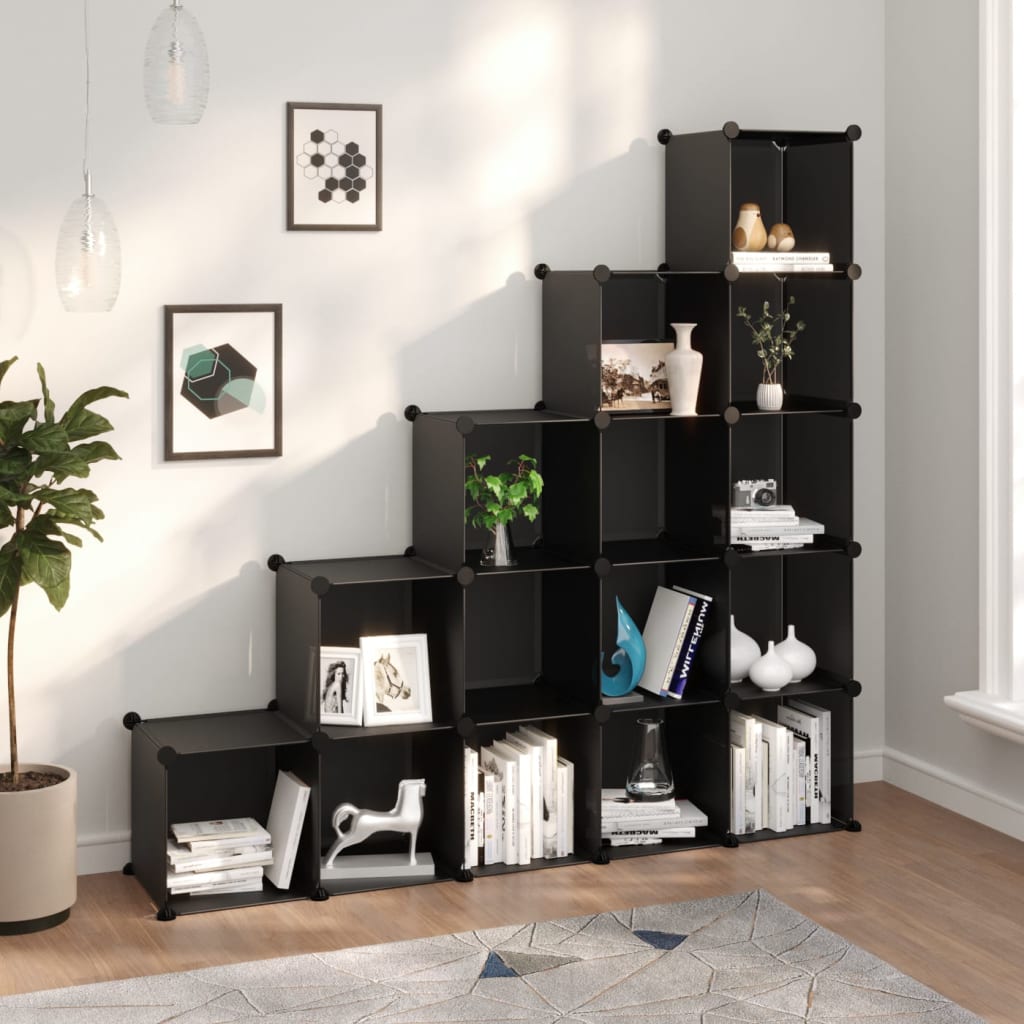 Storage Cube Organiser With 12 Cubes And Doors Transparent Pp