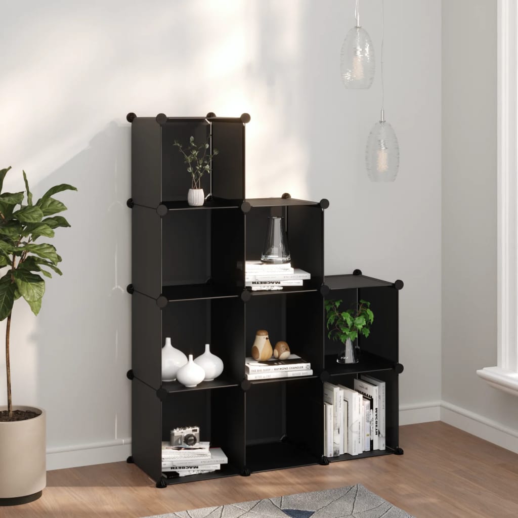 Storage Cube Organiser With 12 Cubes And Doors Transparent Pp