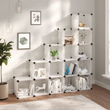 Storage Cube Organiser With 12 Cubes And Doors Transparent Pp