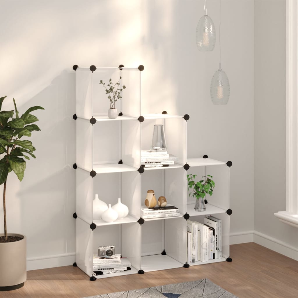 Storage Cube Organiser With 12 Cubes And Doors Transparent Pp