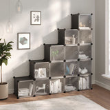 Storage Cube Organiser With 12 Cubes And Doors Transparent Pp
