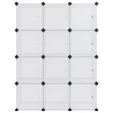 Storage Cube Organiser With 12 Cubes And Doors Transparent Pp