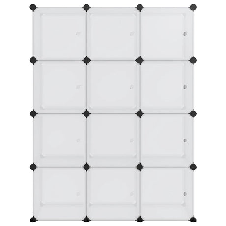 Storage Cube Organiser With 12 Cubes And Doors Transparent Pp