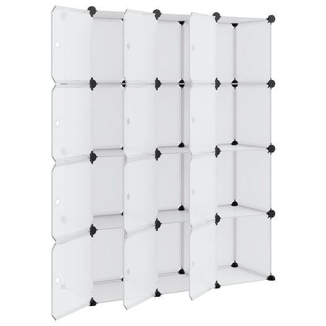 Storage Cube Organiser With 12 Cubes And Doors Transparent Pp