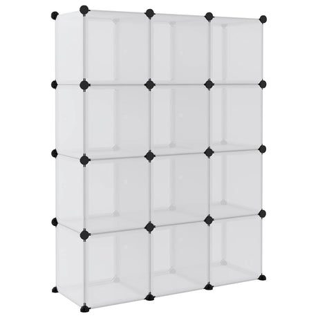 Storage Cube Organiser With 12 Cubes And Doors Transparent Pp