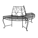 Half Round Tree Bench 2 Pcs Ø160 Cm Black Steel