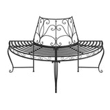 Half Round Tree Bench 2 Pcs Ø160 Cm Black Steel