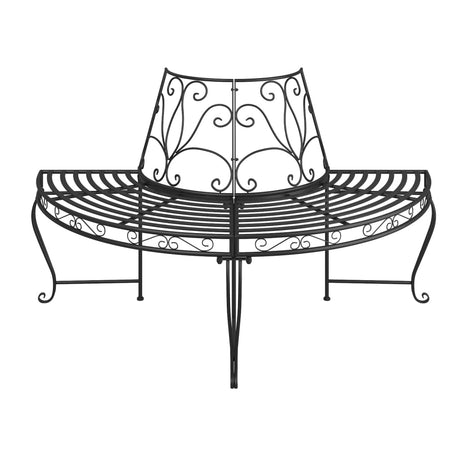 Half Round Tree Bench 2 Pcs Ø160 Cm Black Steel