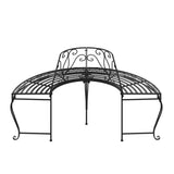 Half Round Tree Bench 2 Pcs Ø160 Cm Black Steel