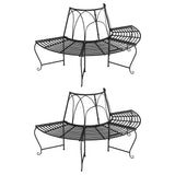 Half Round Tree Bench 2 Pcs Ø159 Cm Black Steel