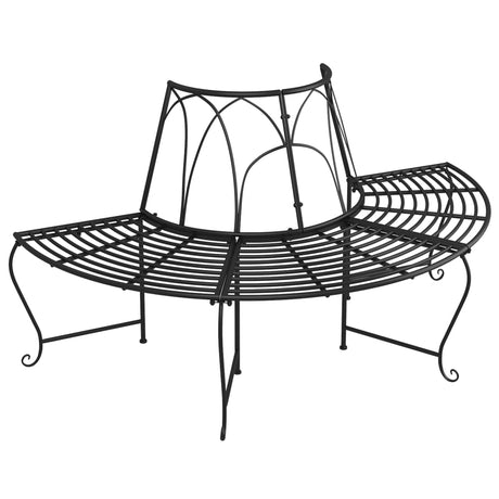 Half Round Tree Bench 2 Pcs Ø159 Cm Black Steel