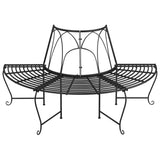 Half Round Tree Bench 2 Pcs Ø159 Cm Black Steel