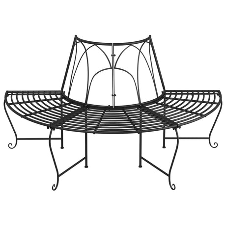 Half Round Tree Bench 2 Pcs Ø159 Cm Black Steel