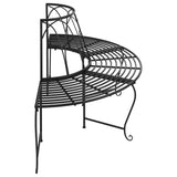 Half Round Tree Bench 2 Pcs Ø159 Cm Black Steel