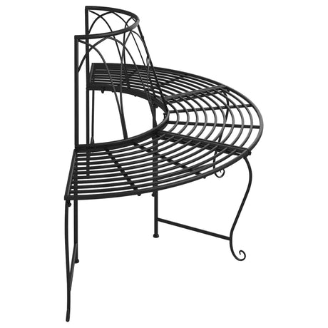 Half Round Tree Bench 2 Pcs Ø159 Cm Black Steel