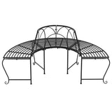 Half Round Tree Bench 2 Pcs Ø159 Cm Black Steel