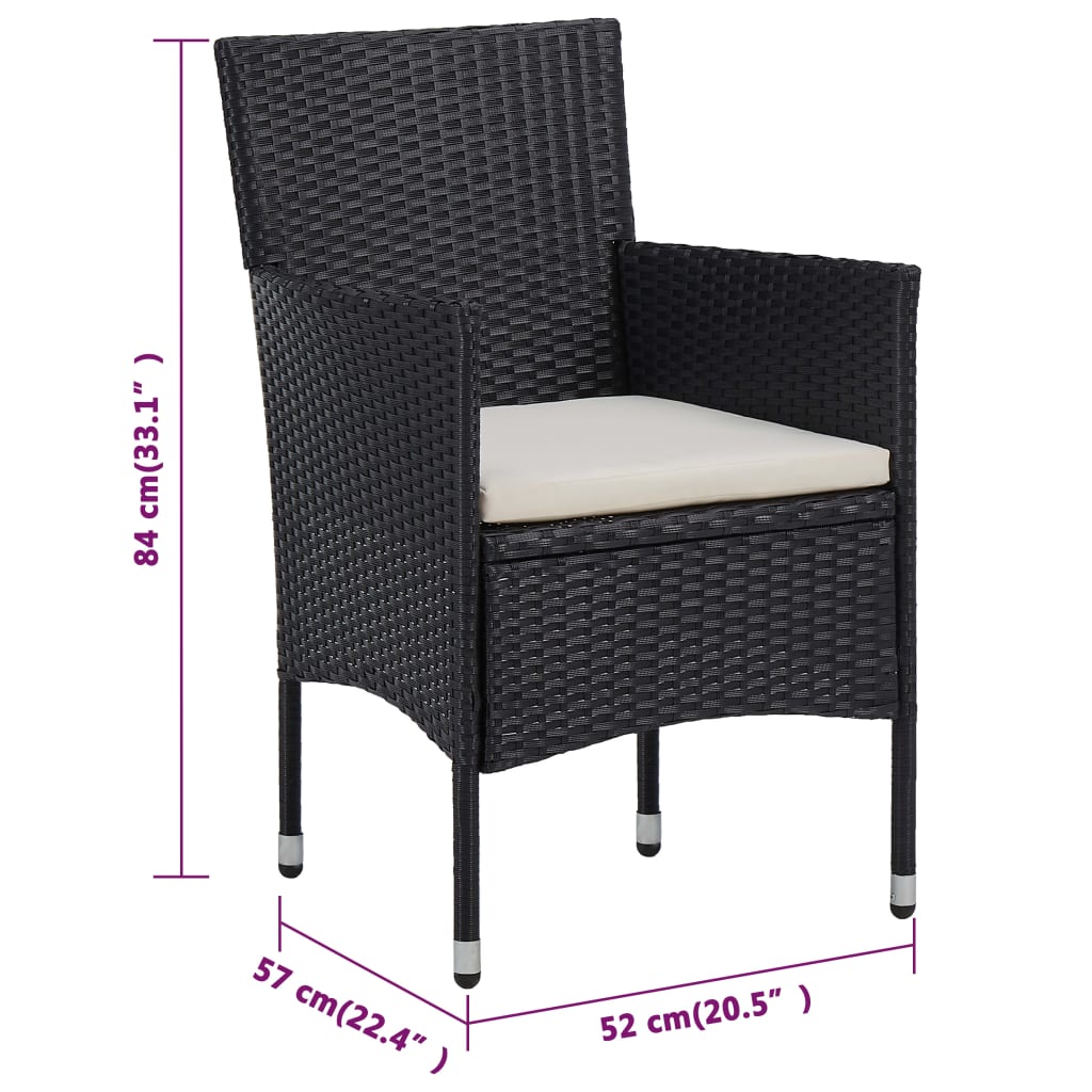 3 Piece Garden Dining Set With Cushions