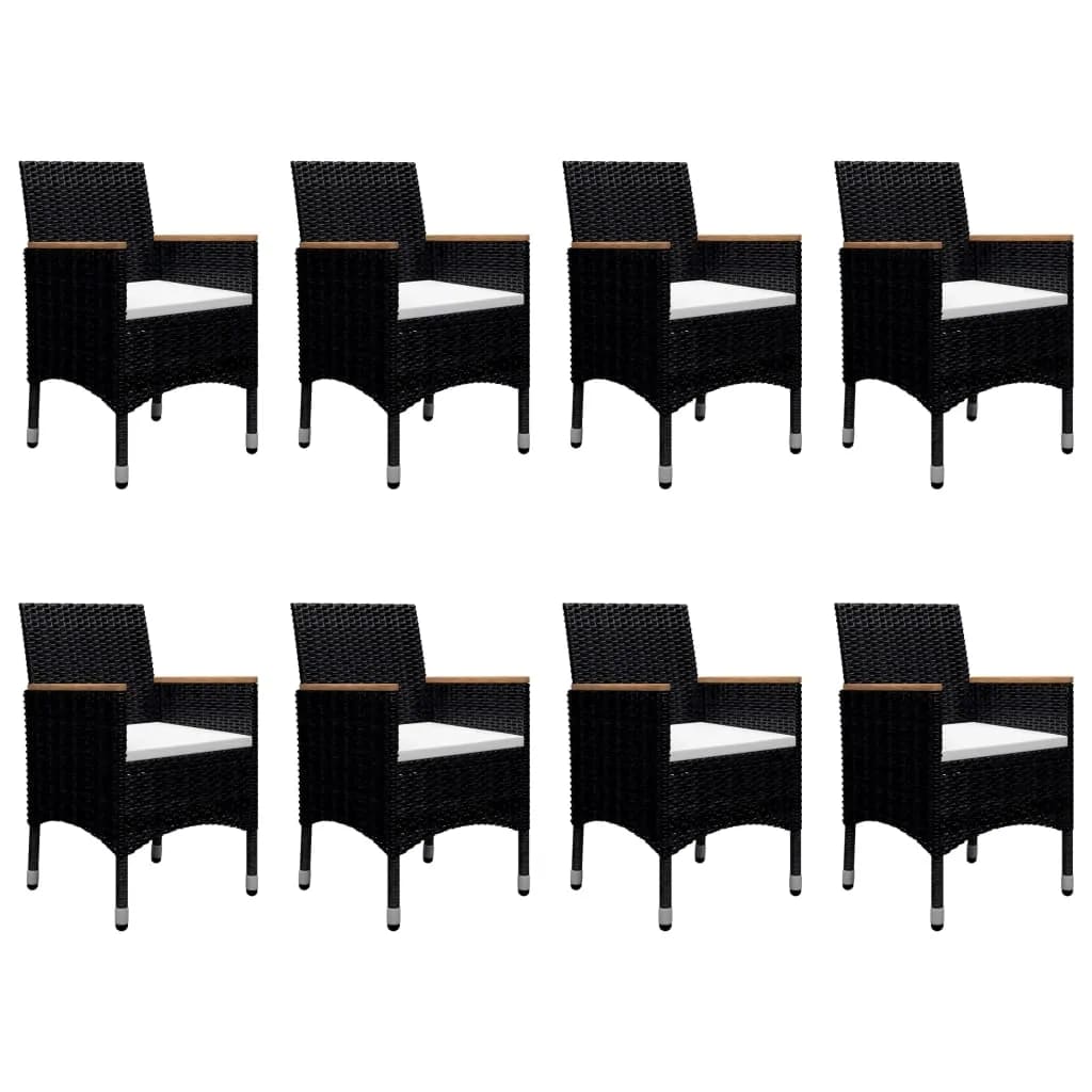 9 Piece Garden Dining Set Poly Rattan And Tempered Glass