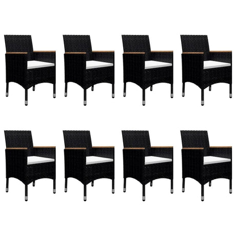9 Piece Garden Dining Set Poly Rattan And Tempered Glass
