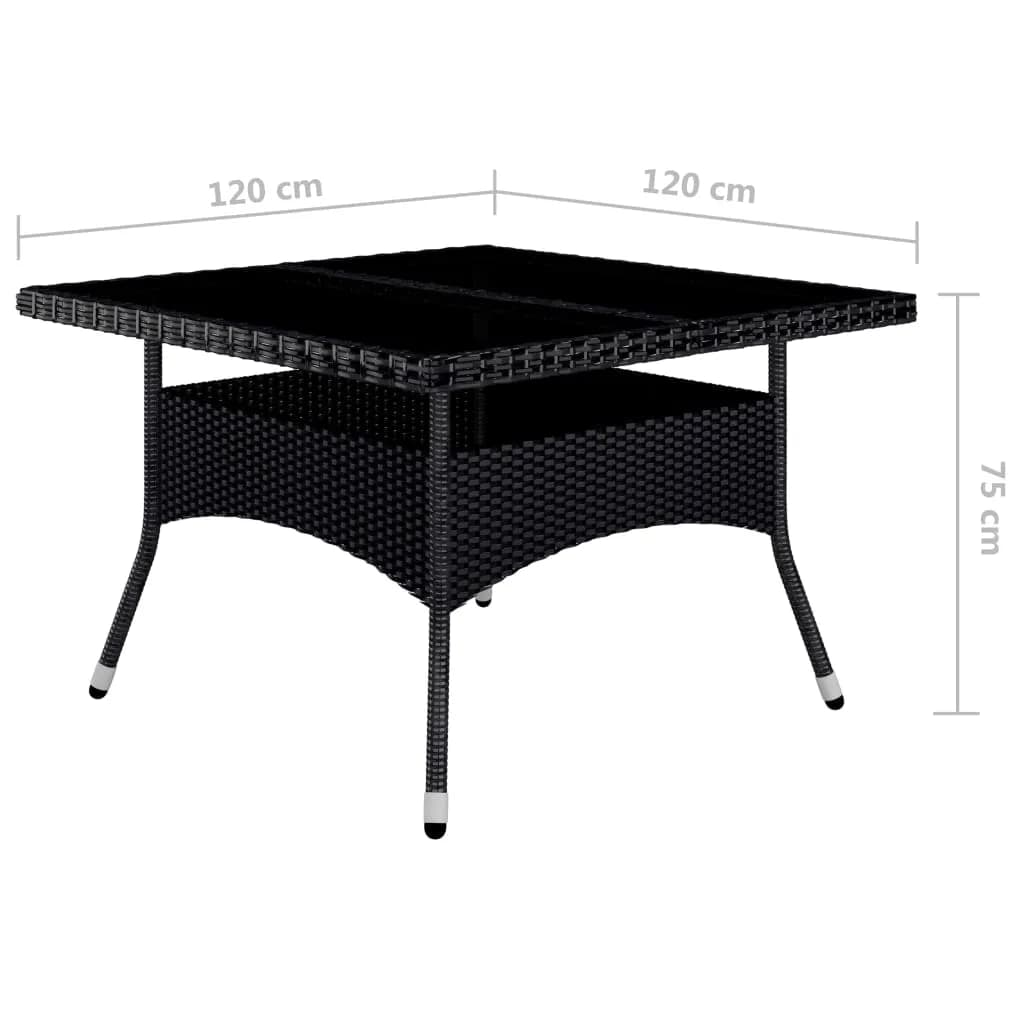 9 Piece Garden Dining Set Poly Rattan And Tempered Glass