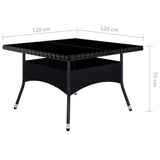 9 Piece Garden Dining Set Poly Rattan And Tempered Glass