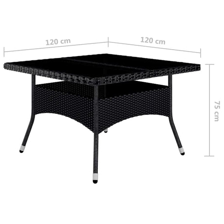 9 Piece Garden Dining Set Poly Rattan And Tempered Glass