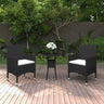 3 Piece Garden Bistro Set Poly Rattan And Tempered Glass