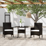 3 Piece Garden Bistro Set Poly Rattan And Tempered Glass