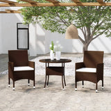 3 Piece Garden Bistro Set Poly Rattan And Tempered Glass