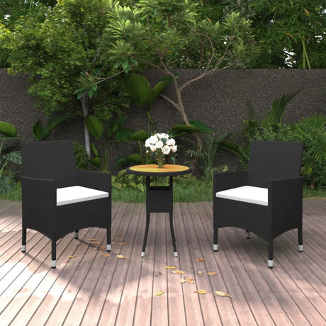 3 Piece Garden Bistro Set Poly Rattan And Solid Wood
