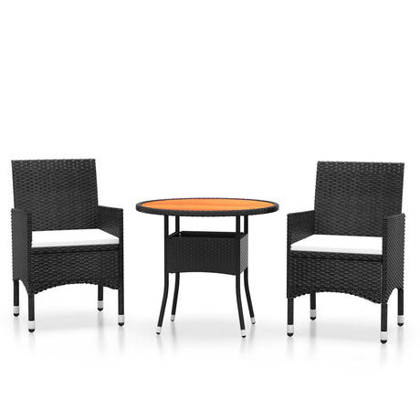3 Piece Garden Bistro Set Poly Rattan And Solid Wood