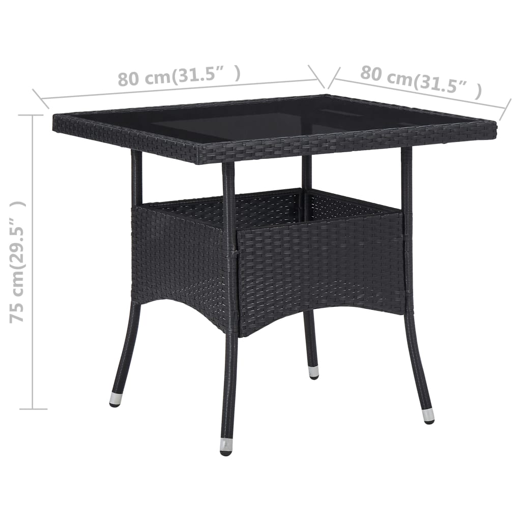 3 Piece Garden Dining Set Poly Rattan And Tempered Glass