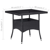 3 Piece Garden Dining Set Poly Rattan And Tempered Glass