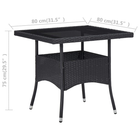 3 Piece Garden Dining Set Poly Rattan And Tempered Glass