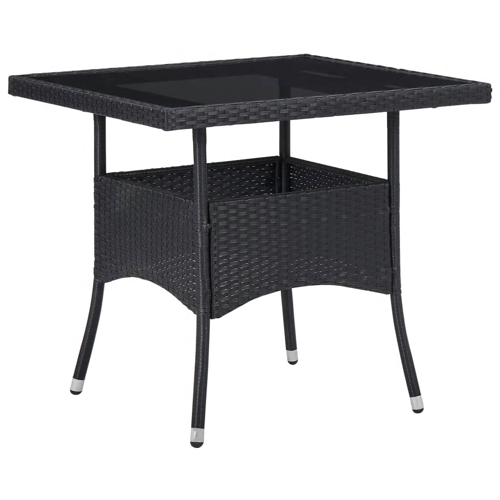 3 Piece Garden Dining Set Poly Rattan And Tempered Glass