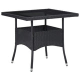 3 Piece Garden Dining Set Poly Rattan And Tempered Glass