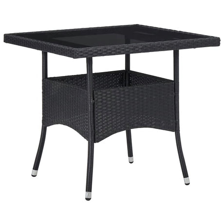 3 Piece Garden Dining Set Poly Rattan And Tempered Glass